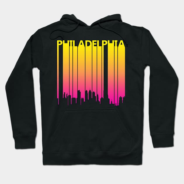 Retro Philadelphia Skyline Silhouette Hoodie by GWENT